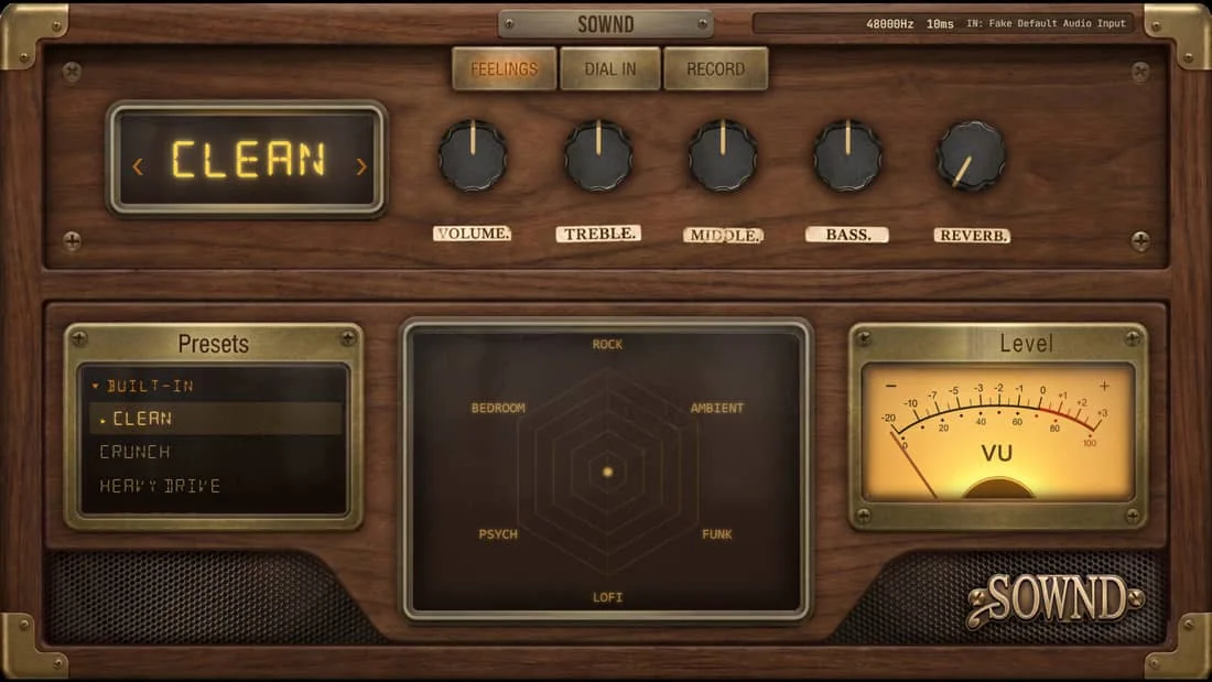 The SOWND amp cabinet rendered in a browser tab