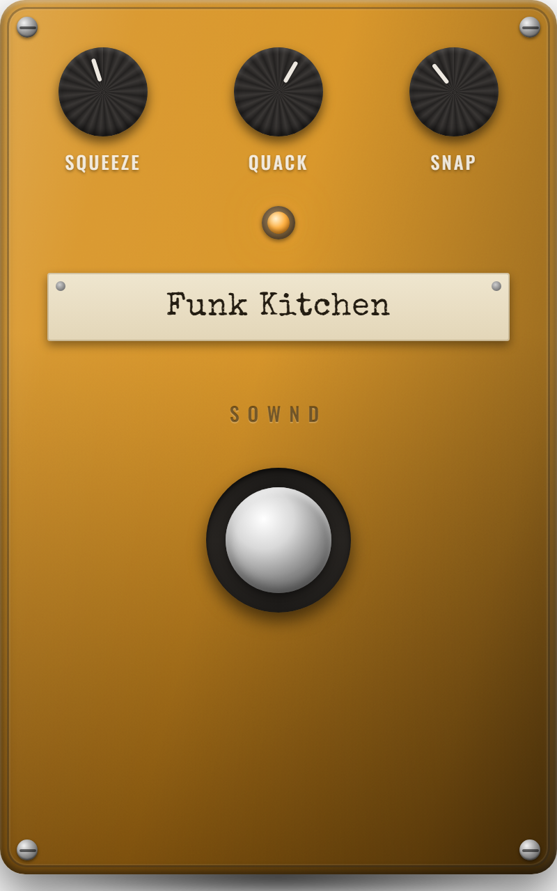 A SOWND pedal — each effect is a small single-purpose box