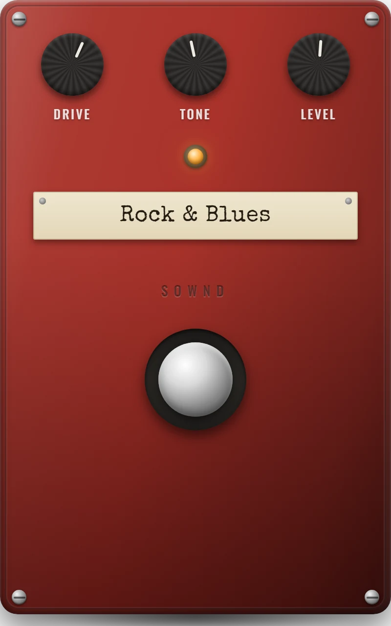 SOWND pedal illustration — the classic drive block